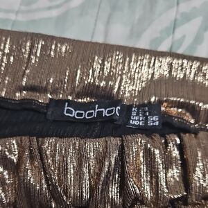 Boohoo Shiny Bronze Skirt